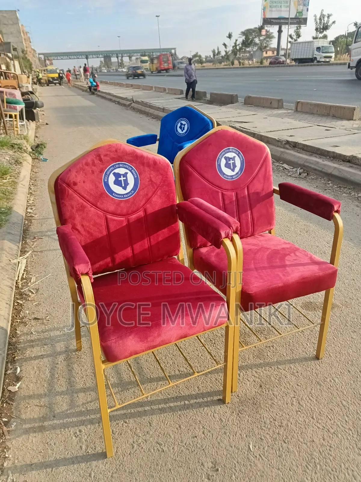 Red Church Chairs, With Branding 