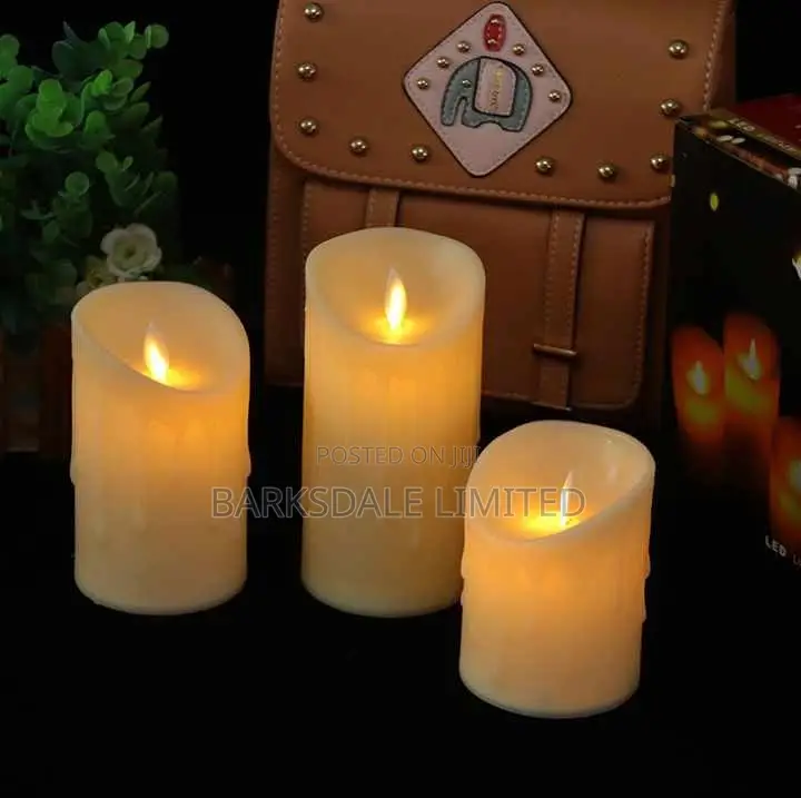 Electronic 3x Flickering Tear Dripping Led Flameless Candles