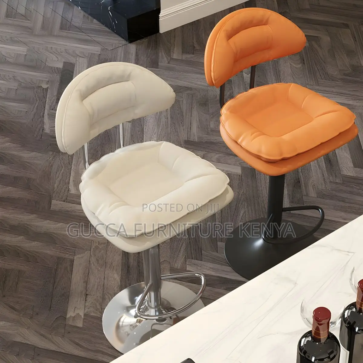 Home Chairs:Leather Modern Stool With Adjustable Height