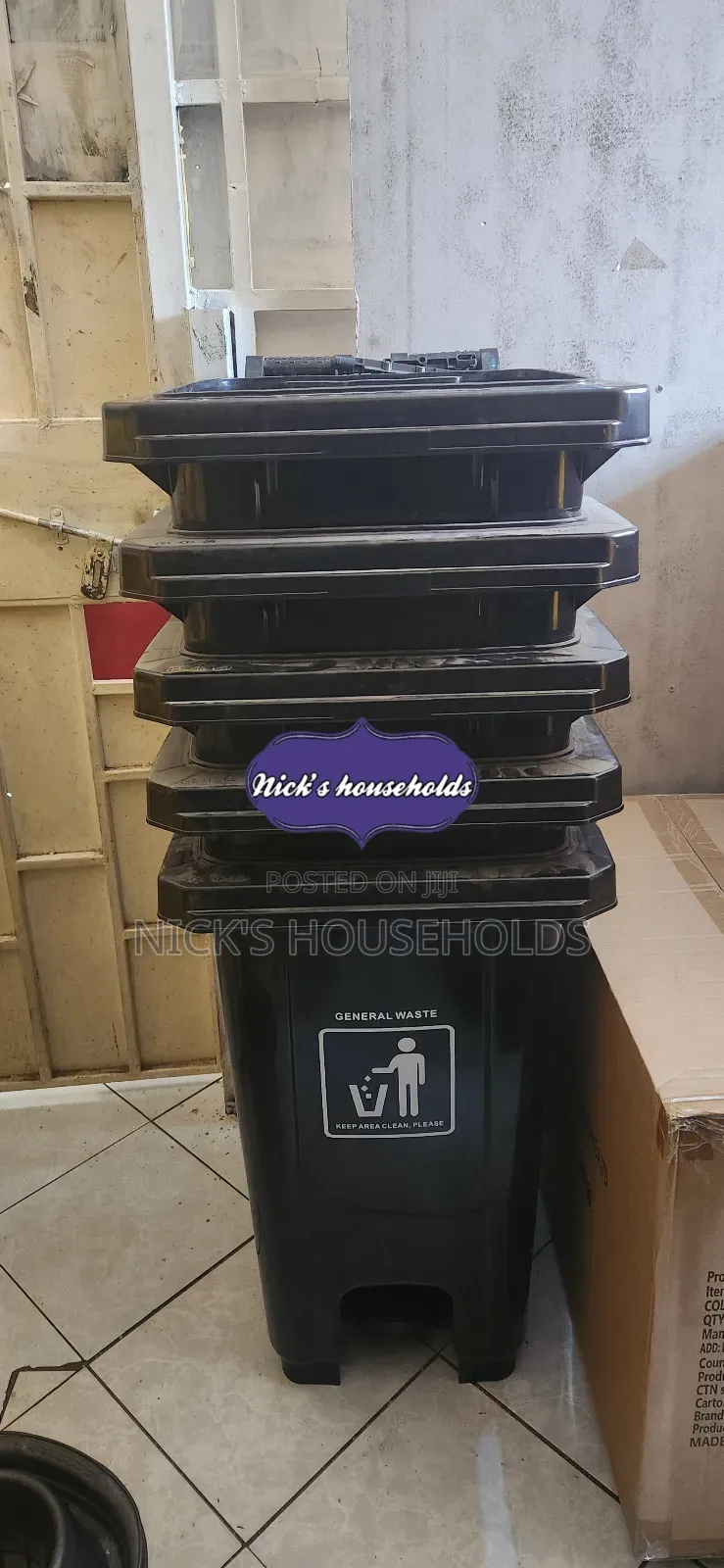 Black 100l Pedal Bin/ Trash Storage Bin