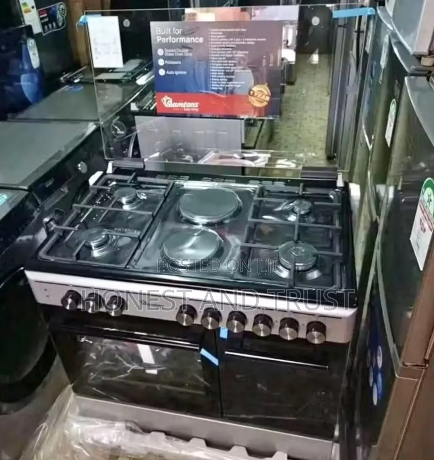 Free Standing Cooker 4g+2e (Ramtons) 60 by 90, Silver- New