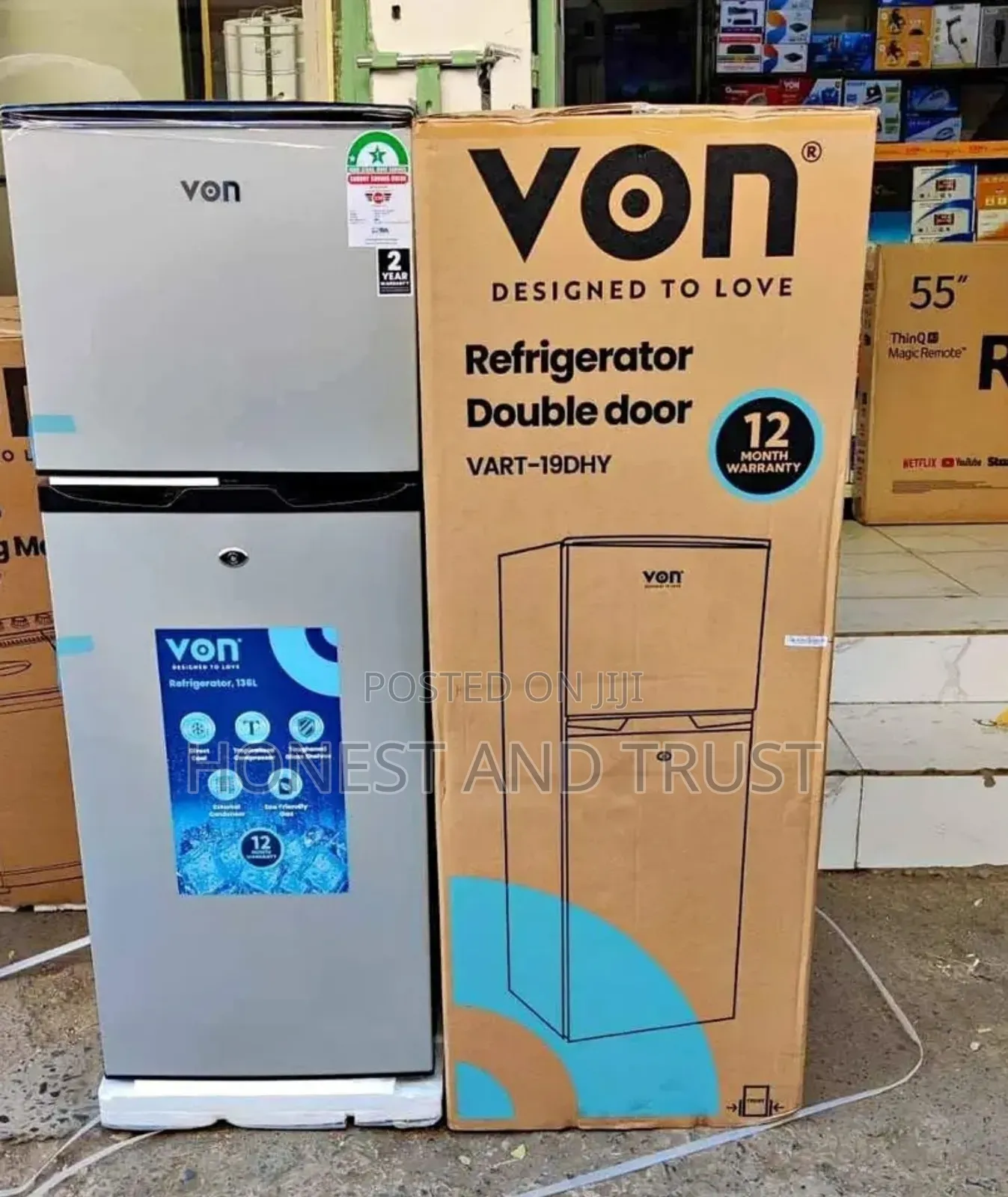 Von Vart-19dhs Double Door Fridge 136l - Silver