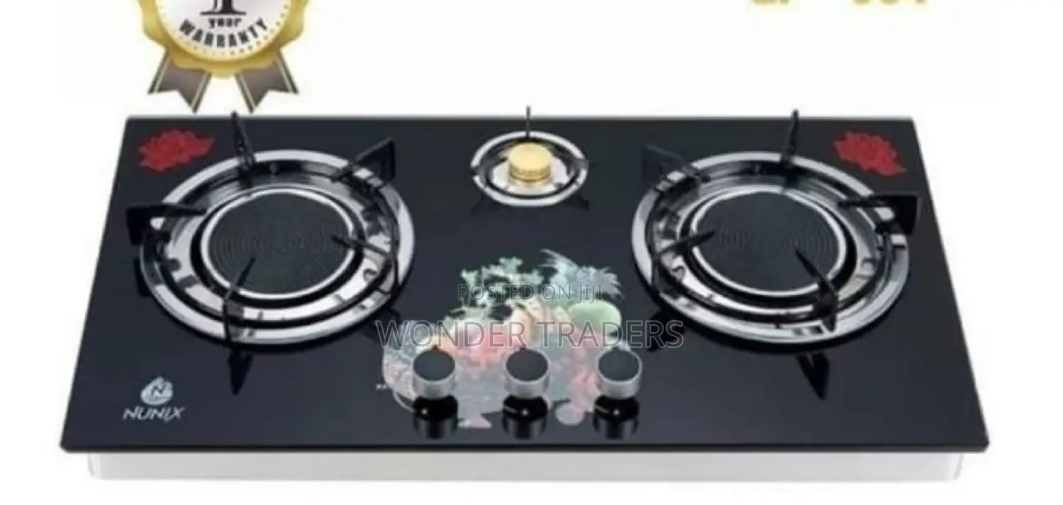3 Burner Infrared Gas Cooker Glass Top