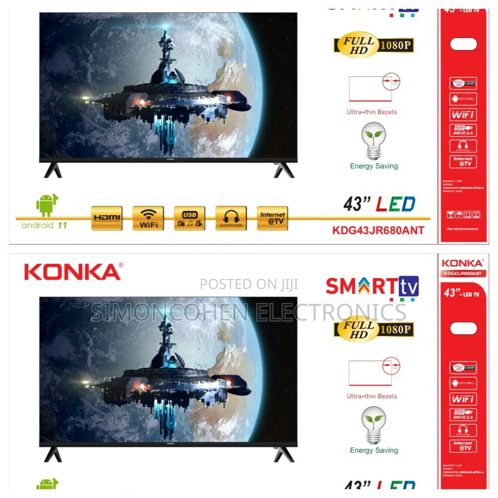 43 Inches Konka Smart Android Frameless Tv