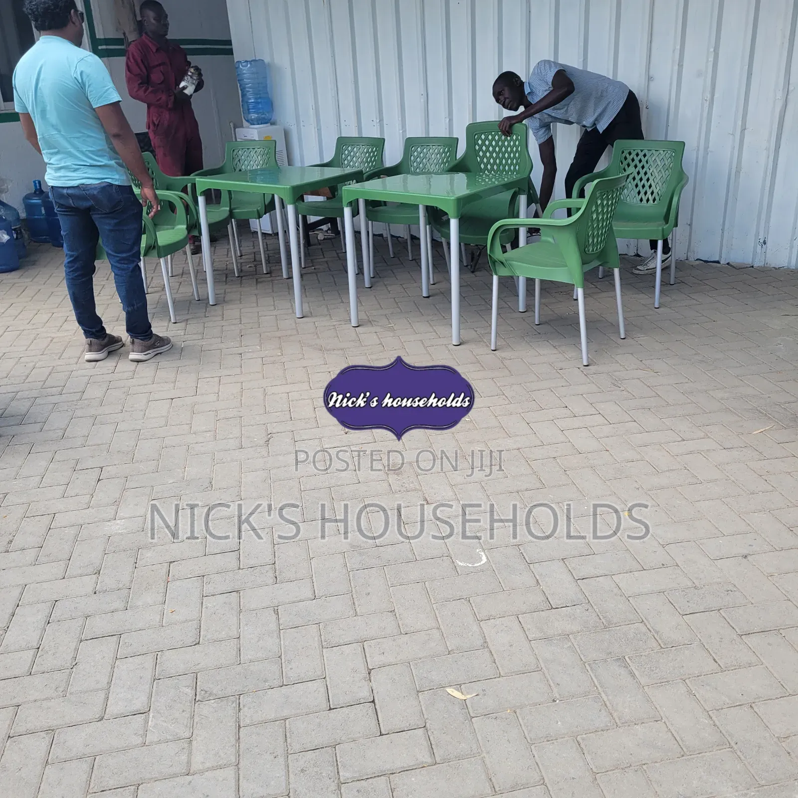 8 Pieces Plastic Chairs + 2 Plastic Table With Metal Legs