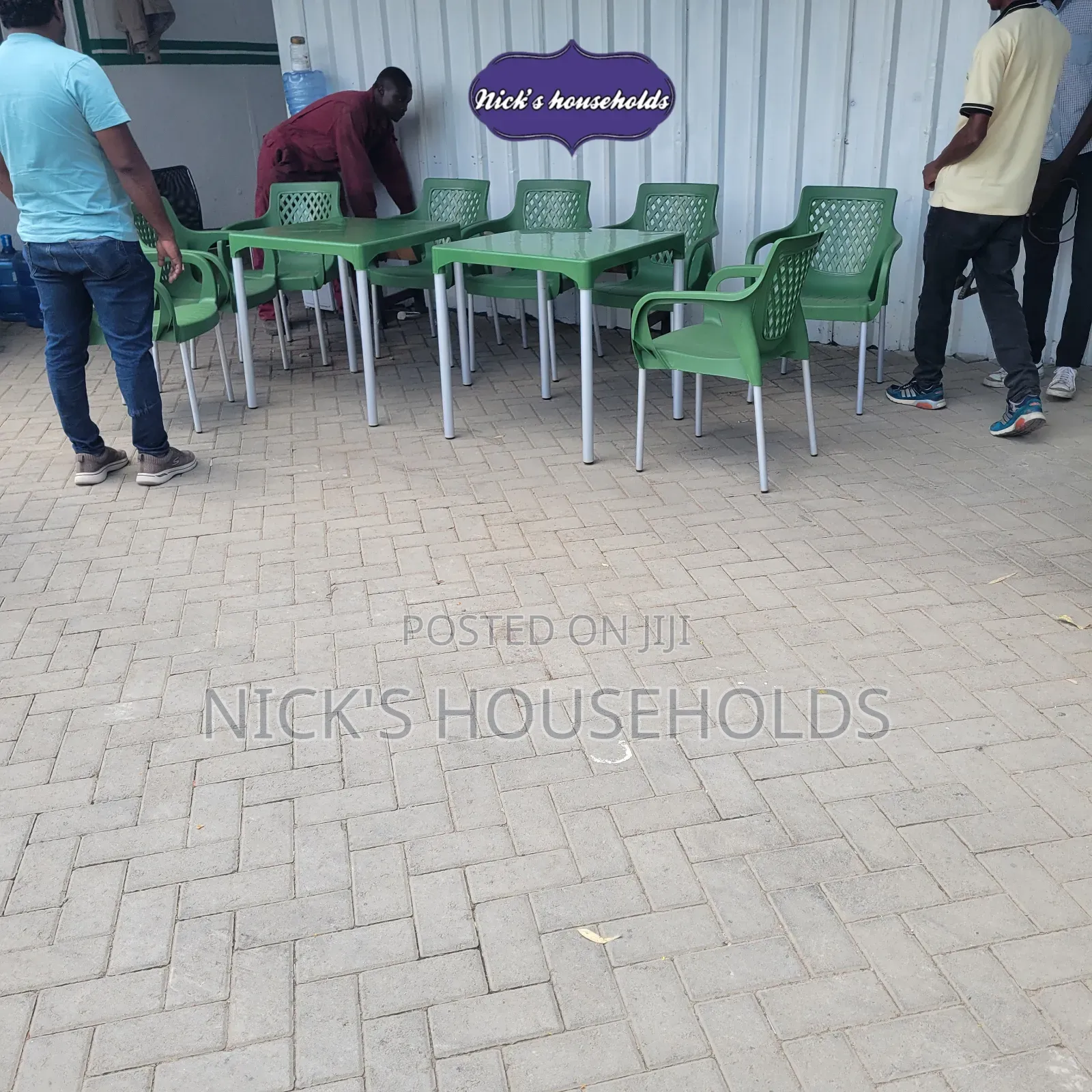 8 Pieces Plastic Chairs + 2 Plastic Table With Metal Legs