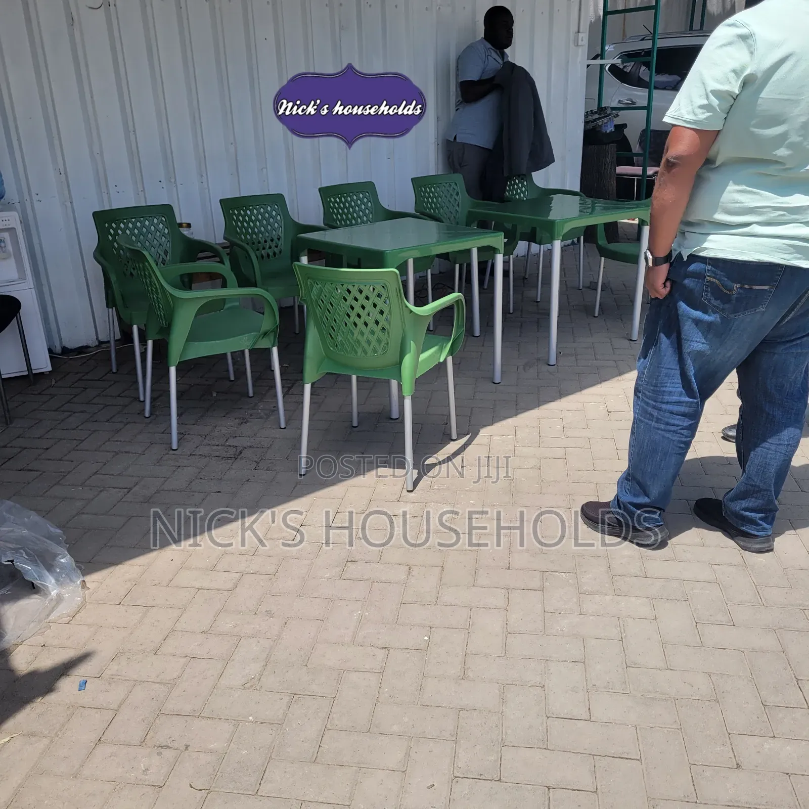 Restaurant Square Plastic Table + Plastic Chairs Green 