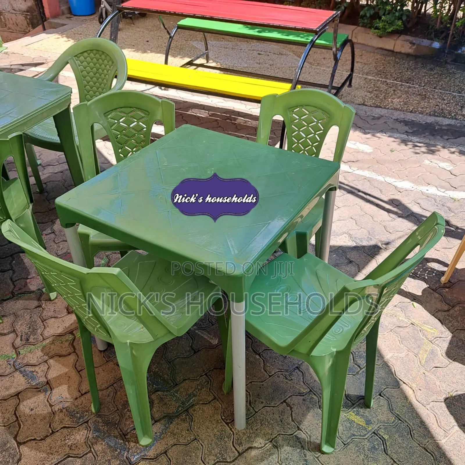 1 Plastic Table + Four Armless Plastic Chairs Set