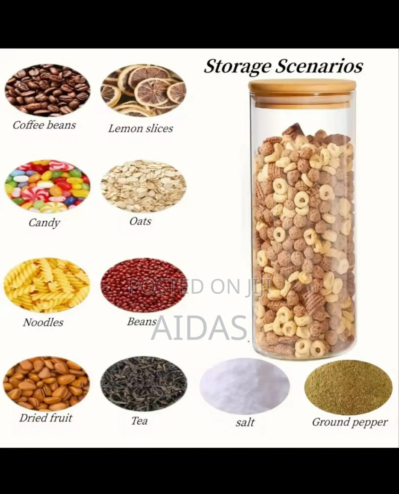Spaghetti/Cereal Storage Jar With Bamboo Lid