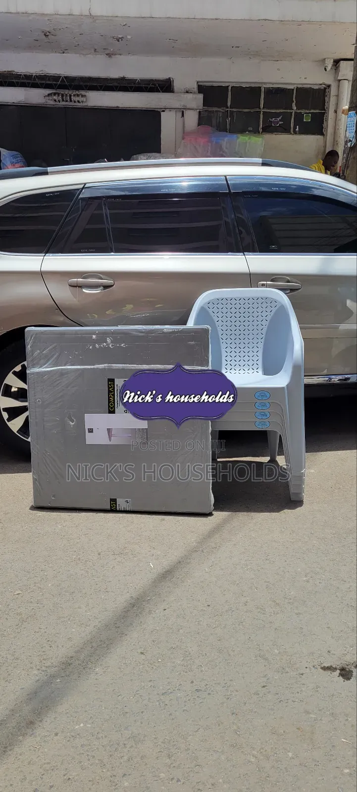Silver Plastic Table With Gray Plastic Chairs Set