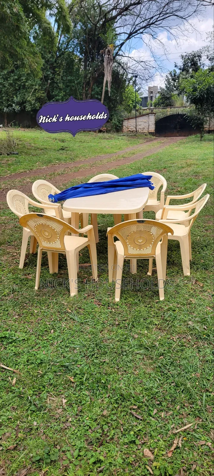 Plastic Table + Plastic Table With an Umbrella Set Availabl