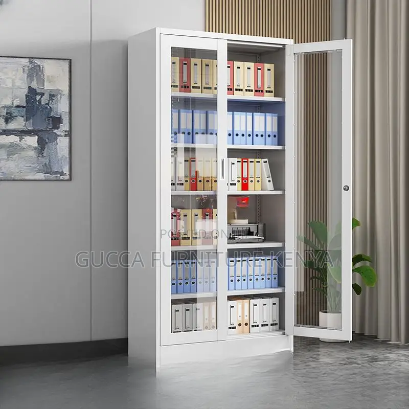 Office Cabinets: Steel Office Storage Unit With 2-Glass Door