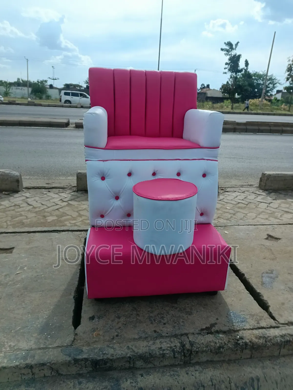 Pedicure Seat Single, Pink and White 