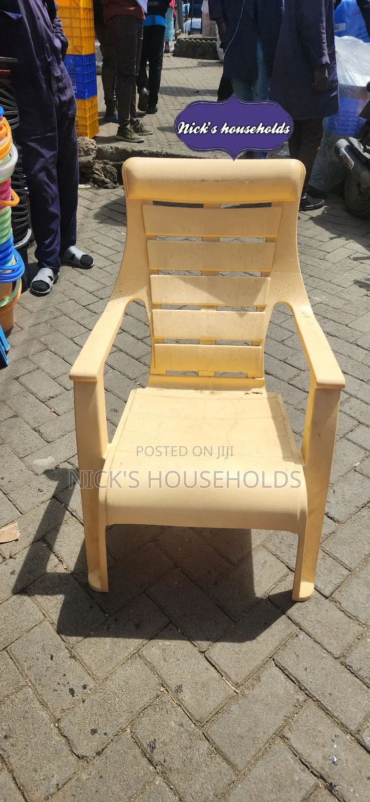 Cream Plastic Chairs With Slanting Backrest
