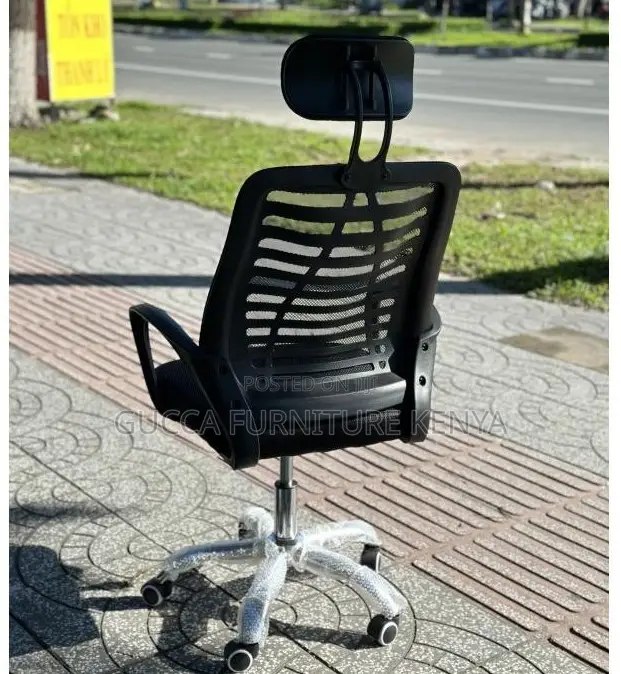 Office Chairs: Headrest Office Chair in Black Swivel