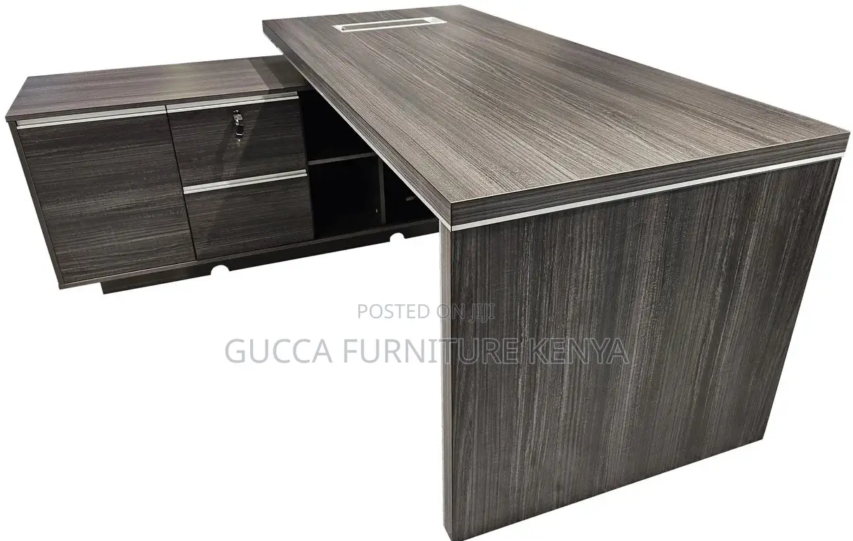 Office Tables:Stylish Grey Oak Veneer Executive Office Desk