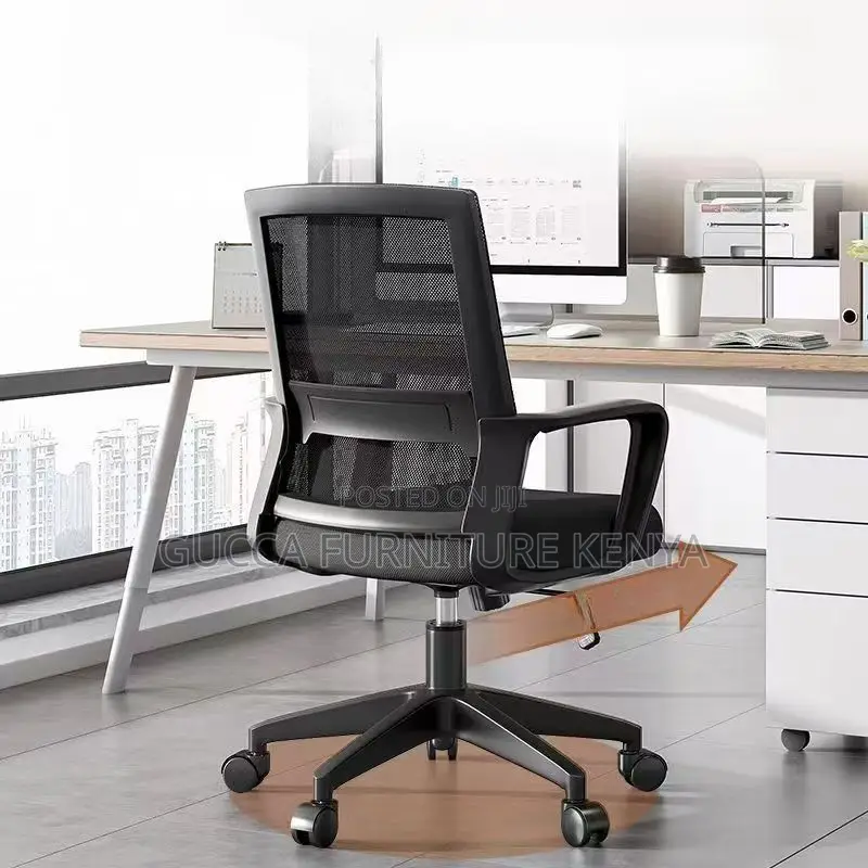 Office Chairs:Ergonomic Black Upholstered Office Mesh Chair