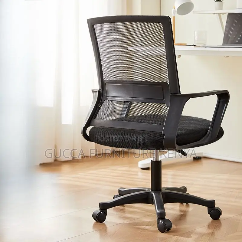 Office Chairs:Ergonomic Black Upholstered Office Mesh Chair