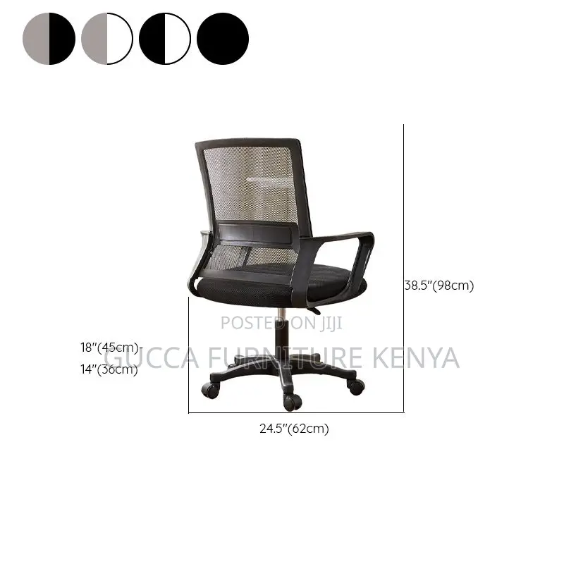 Office Chairs:Ergonomic Black Upholstered Office Mesh Chair