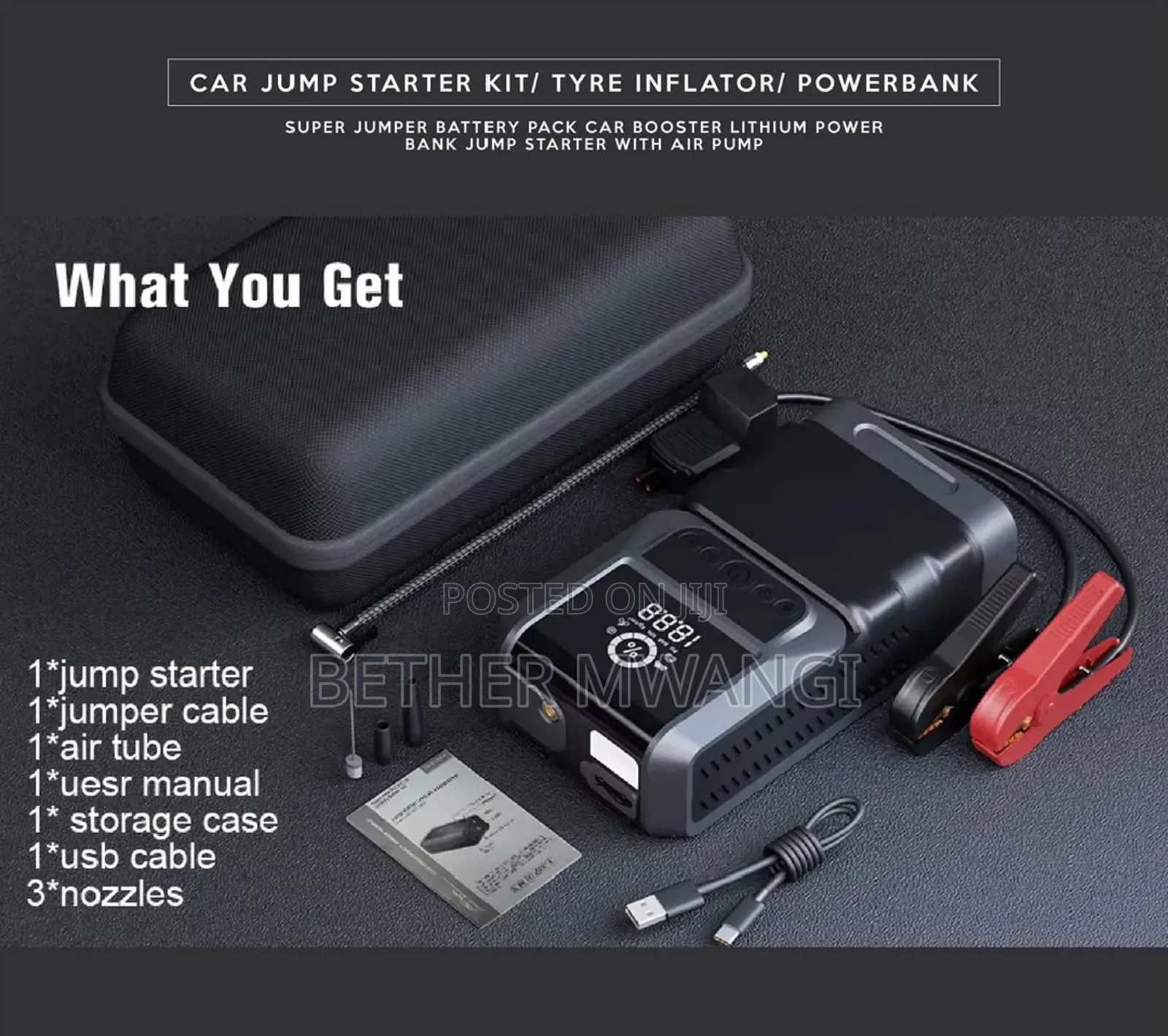 Car Jump Starter Kit With Tyre Inflator and Power Bank
