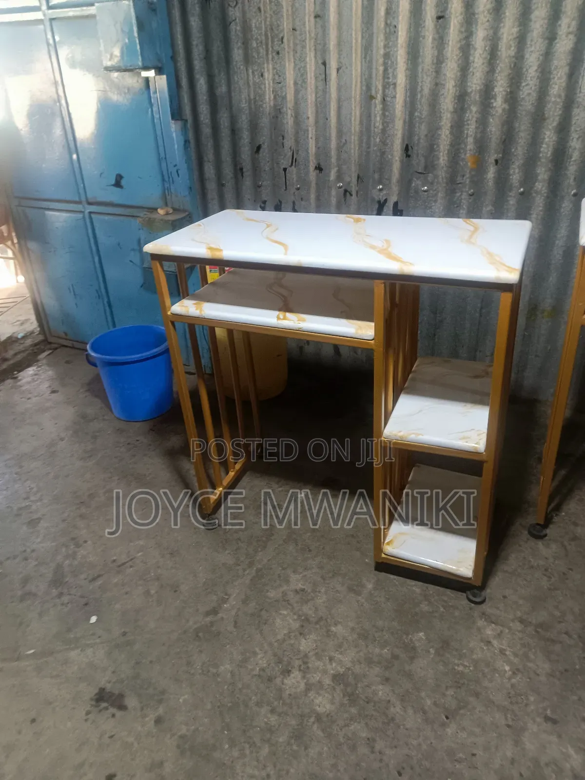 Manicure Table, Marble Tops and Gold Frame 