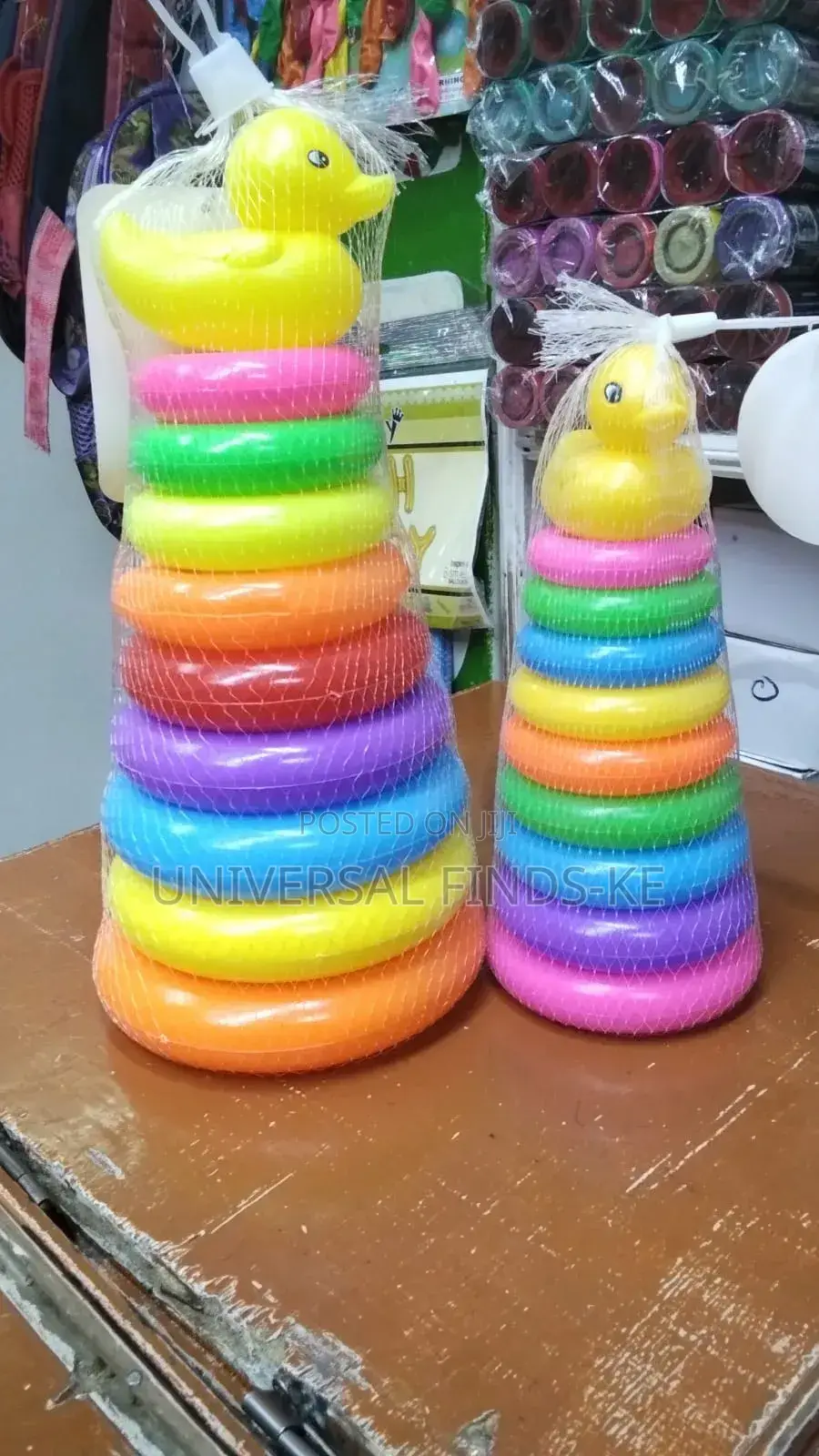 Colorful Stacking Ring Toy With Duck Topper