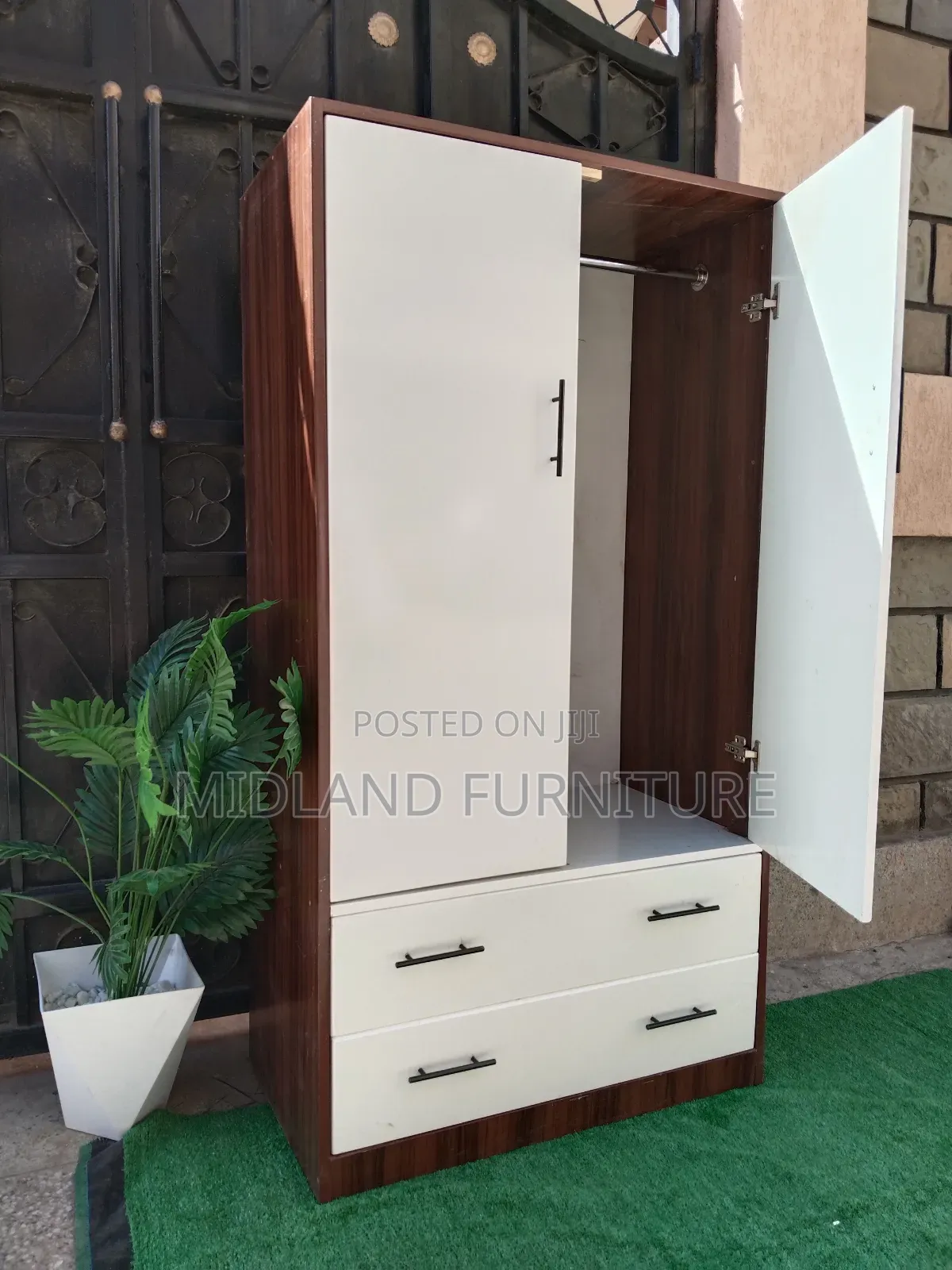Brown and White Bedroom Clothes Wardrobe