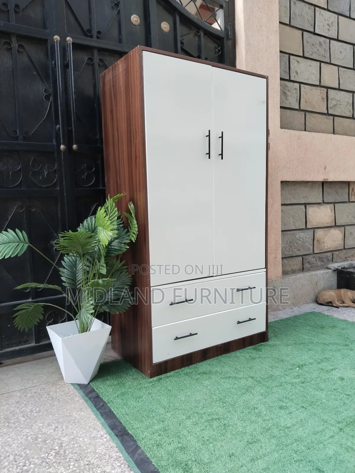 Brown and White Bedroom Clothes Wardrobe