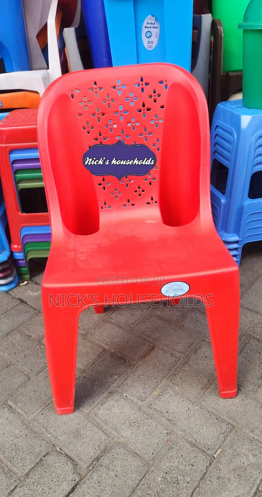 Skyplast Armless Plastic Chair (Red Armless Plastic Chairs)