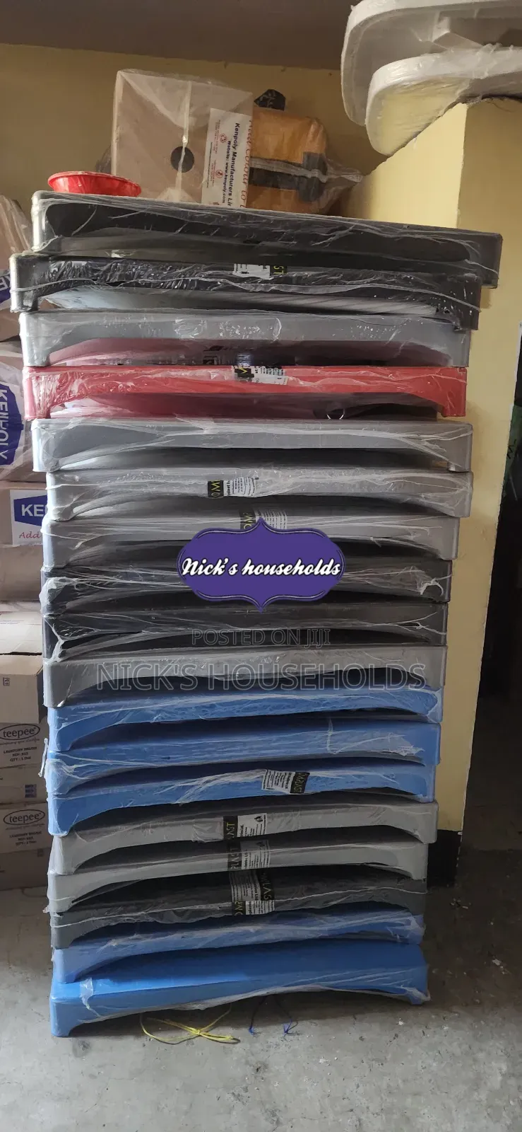 Mix Colors Square Plastic Table With Metal Legs