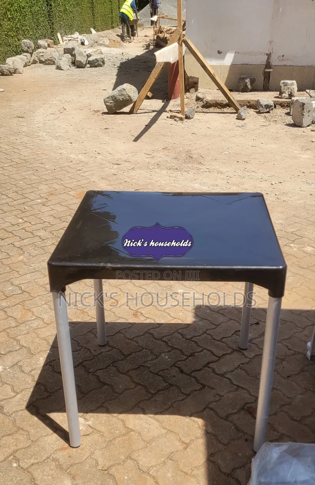 Black Plastic Table With Metal Silver Legs