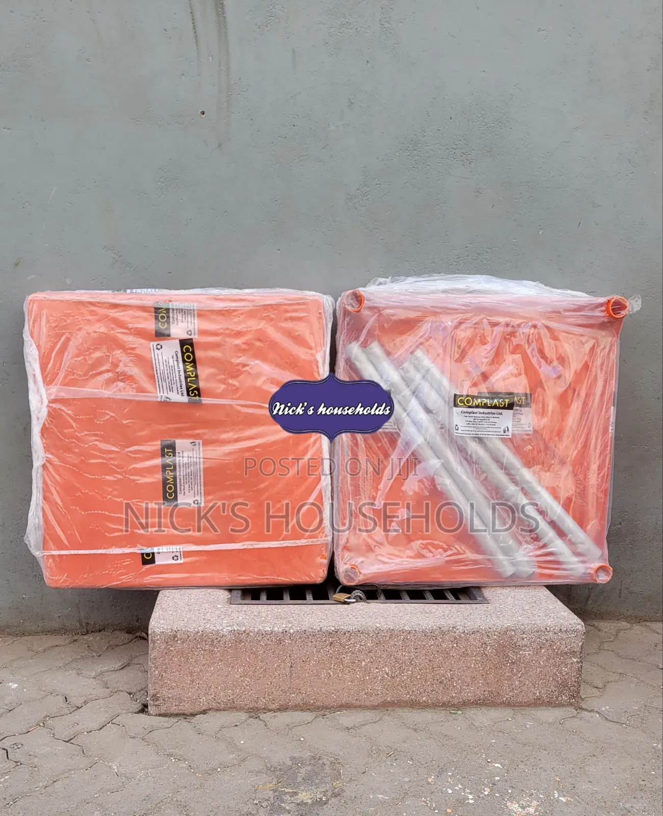 Orange Plastic Table With Metal Tubing Legs