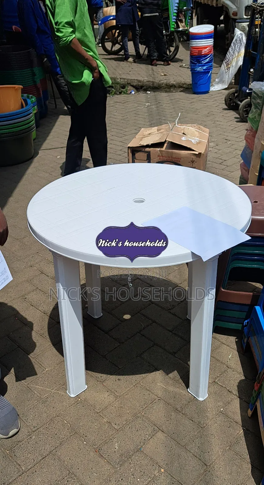 Plastic Table With an Umbrella Hole
