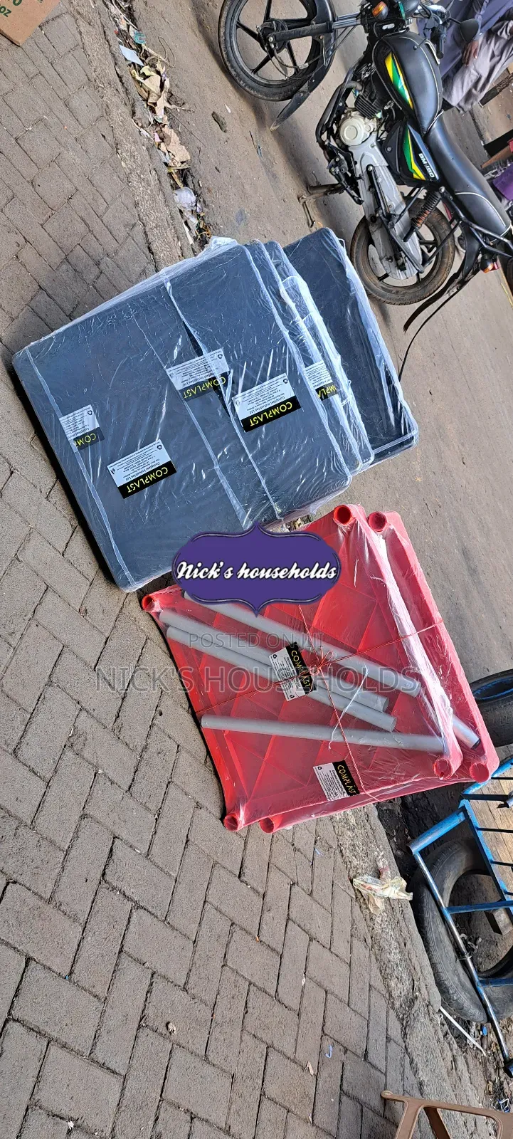 Black and Red Square Plastic Table With Metal Silver Legs