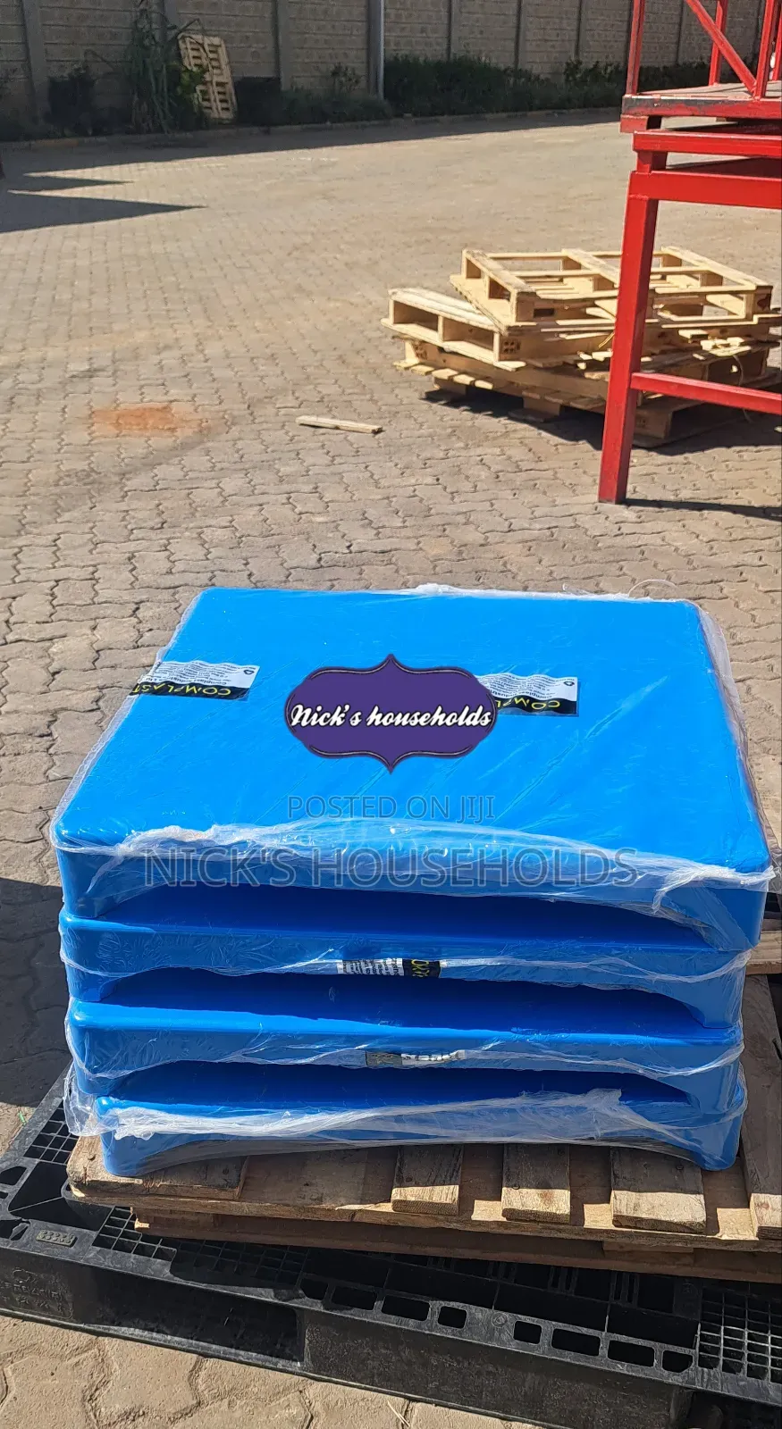 Sky Blue Complast Square Plastic Table With Metal Legs