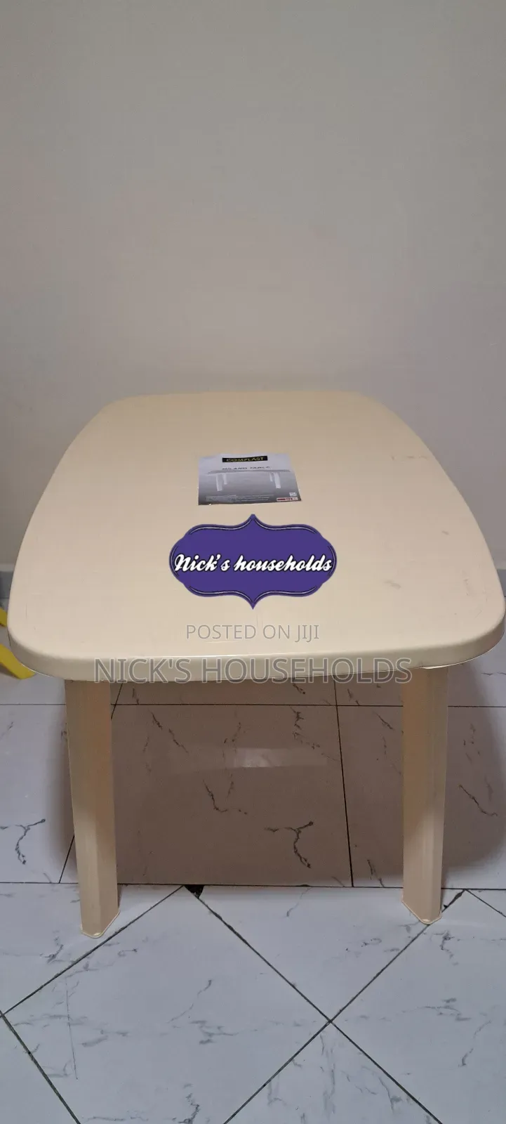 Ivory or Cream Complast Rectangular Plastic Table Available