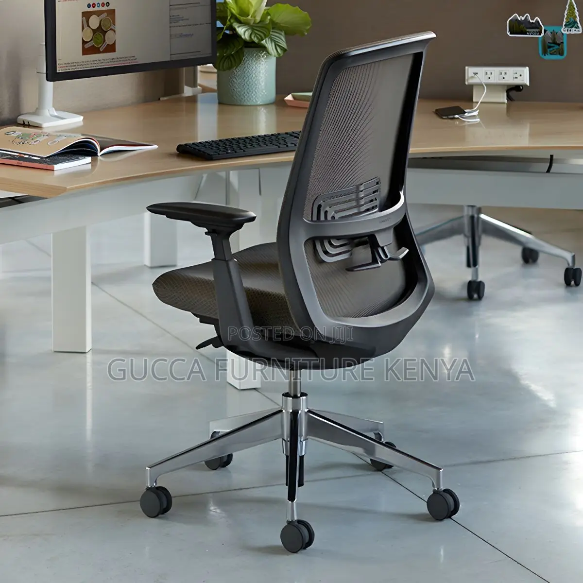 Office Chairs:Simple Mesh Chair Withadjustable Arms Swivel