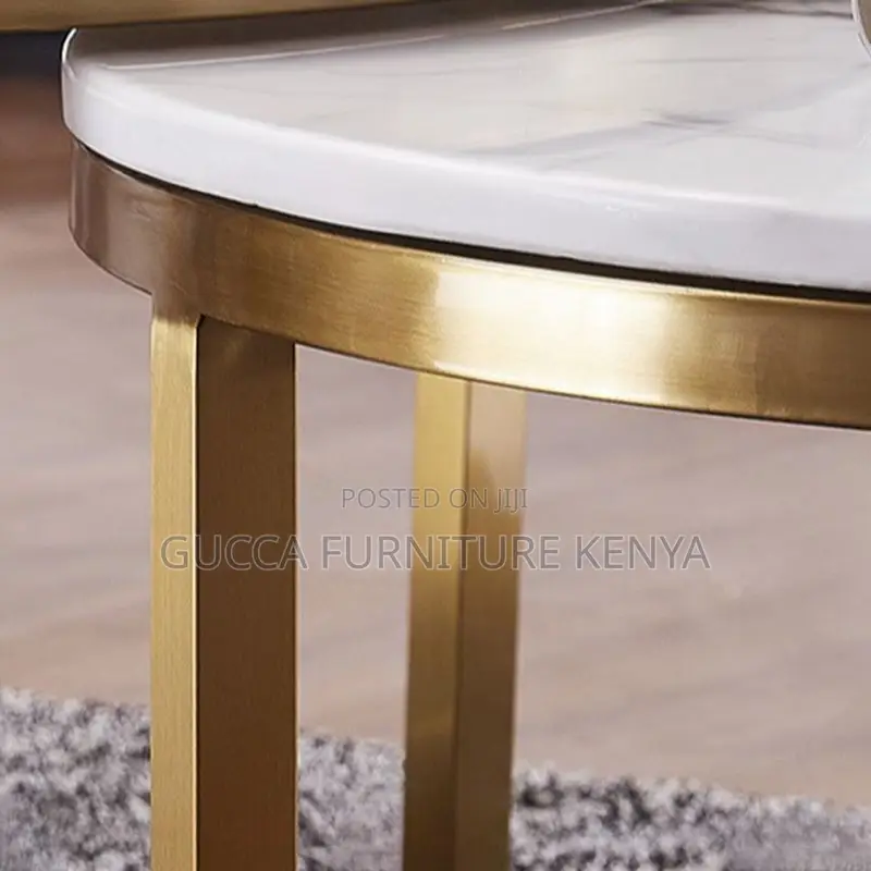 Coffee Tables: Twin Circular Marble Top Office Side Table