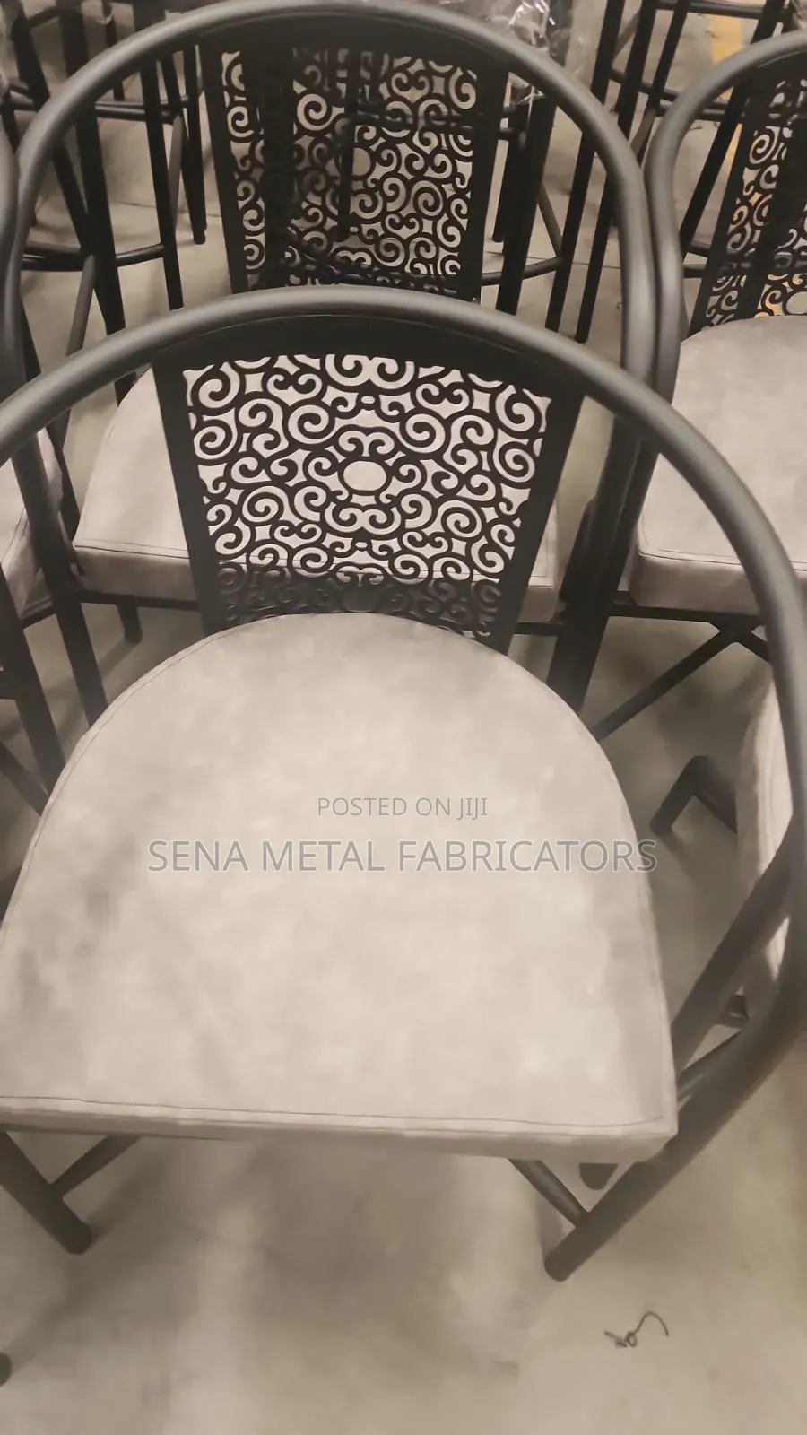 Metal Armchairs Are Designed With Unique Patterns.