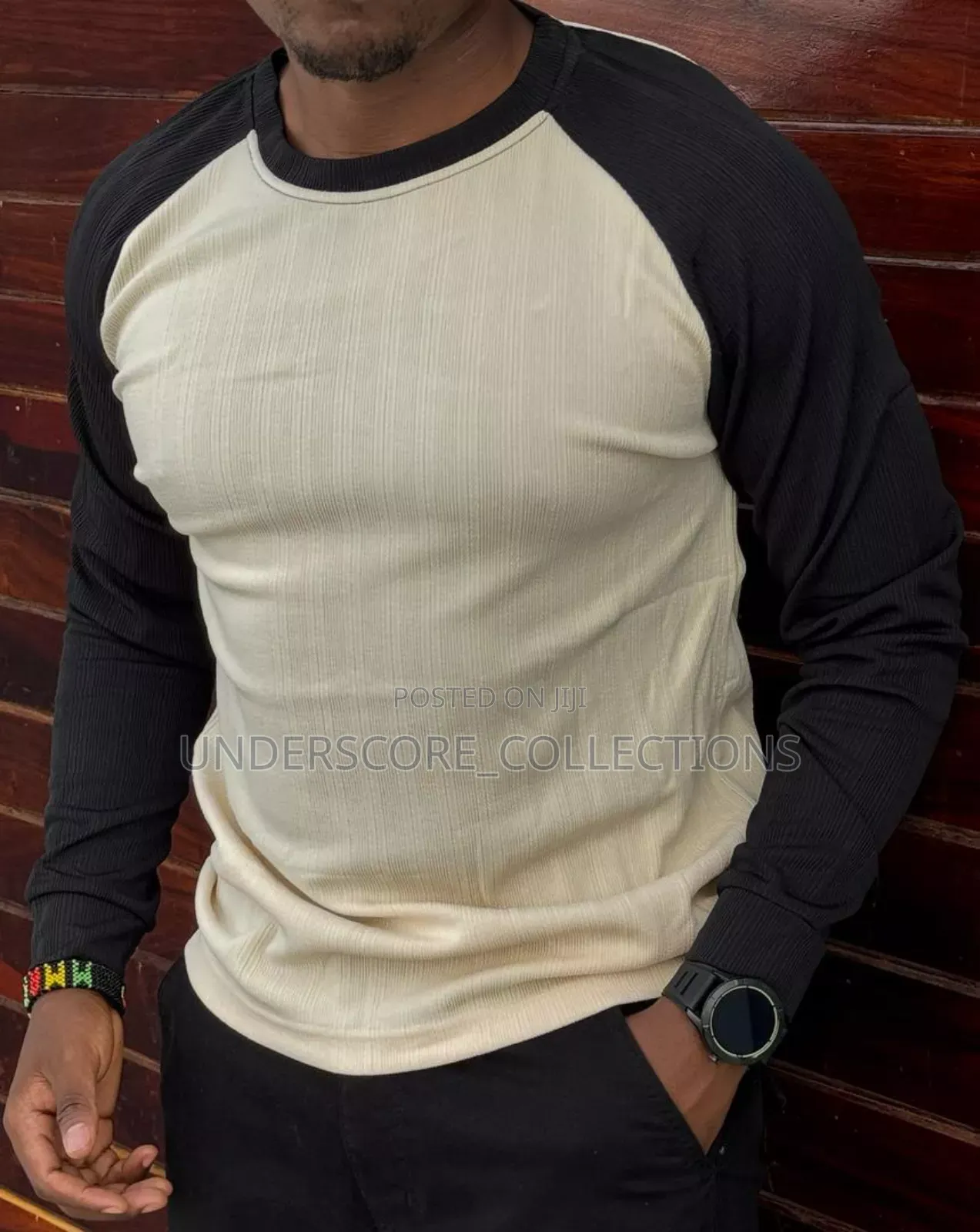 Beige/Black Men's T-Shirts
