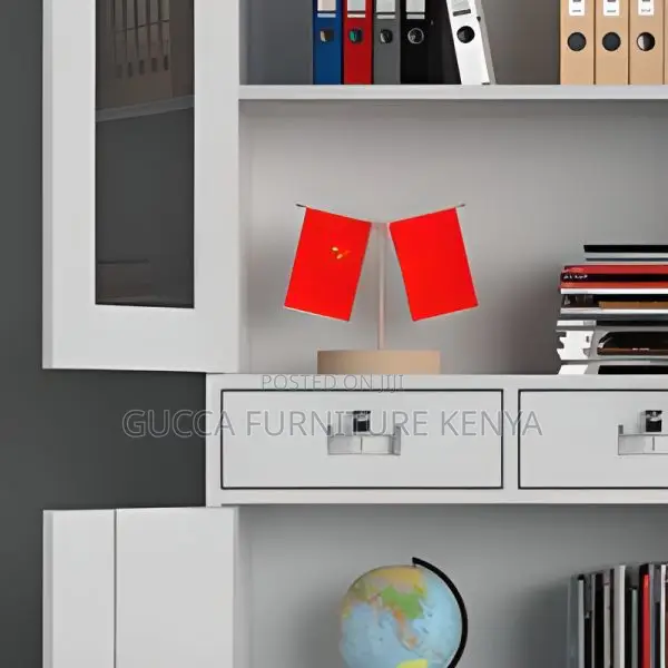 Cabinets: Metallic 2-Door Cabinet With Drawers for Office