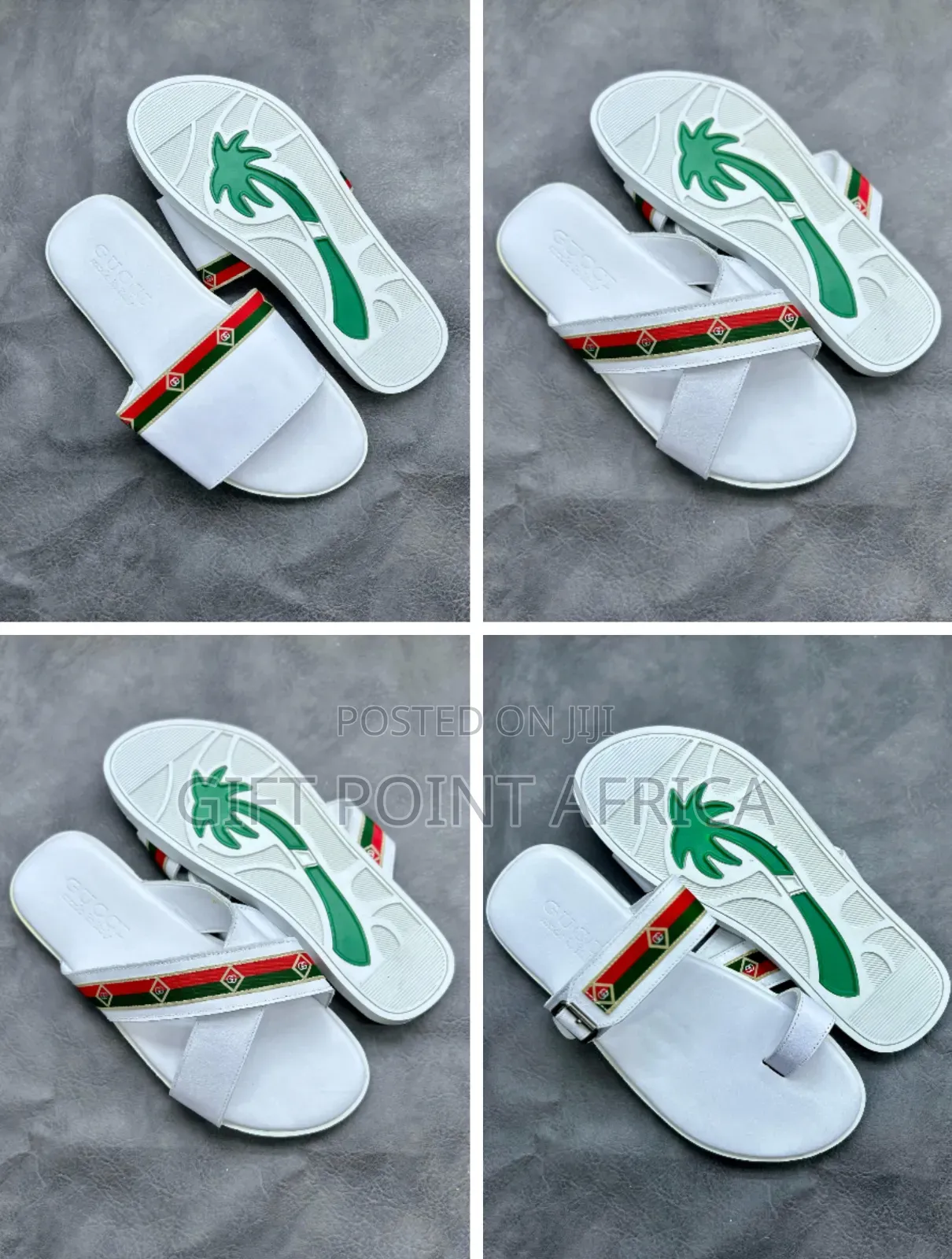 White Men's Leather Sandals(Slides