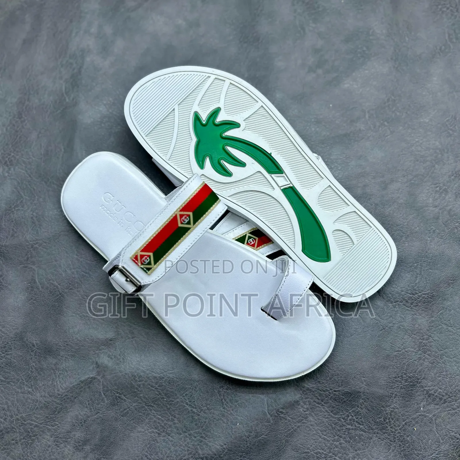 White Men's Leather Sandals(Slides