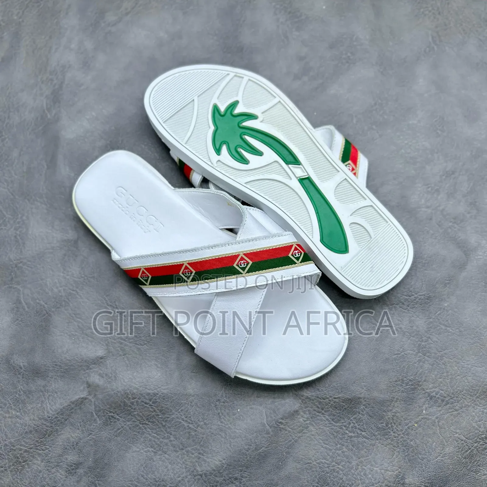 White Men's Leather Sandals(Slides
