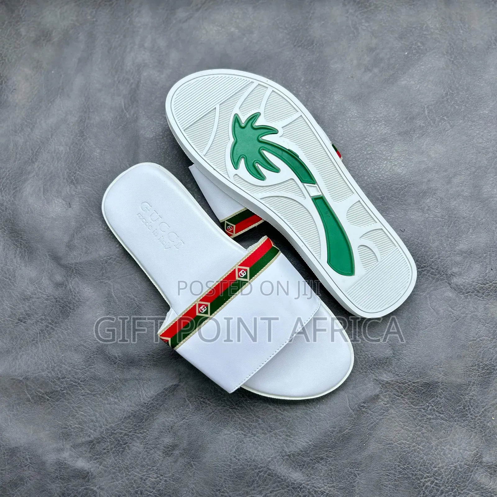 White Men's Leather Sandals(Slides
