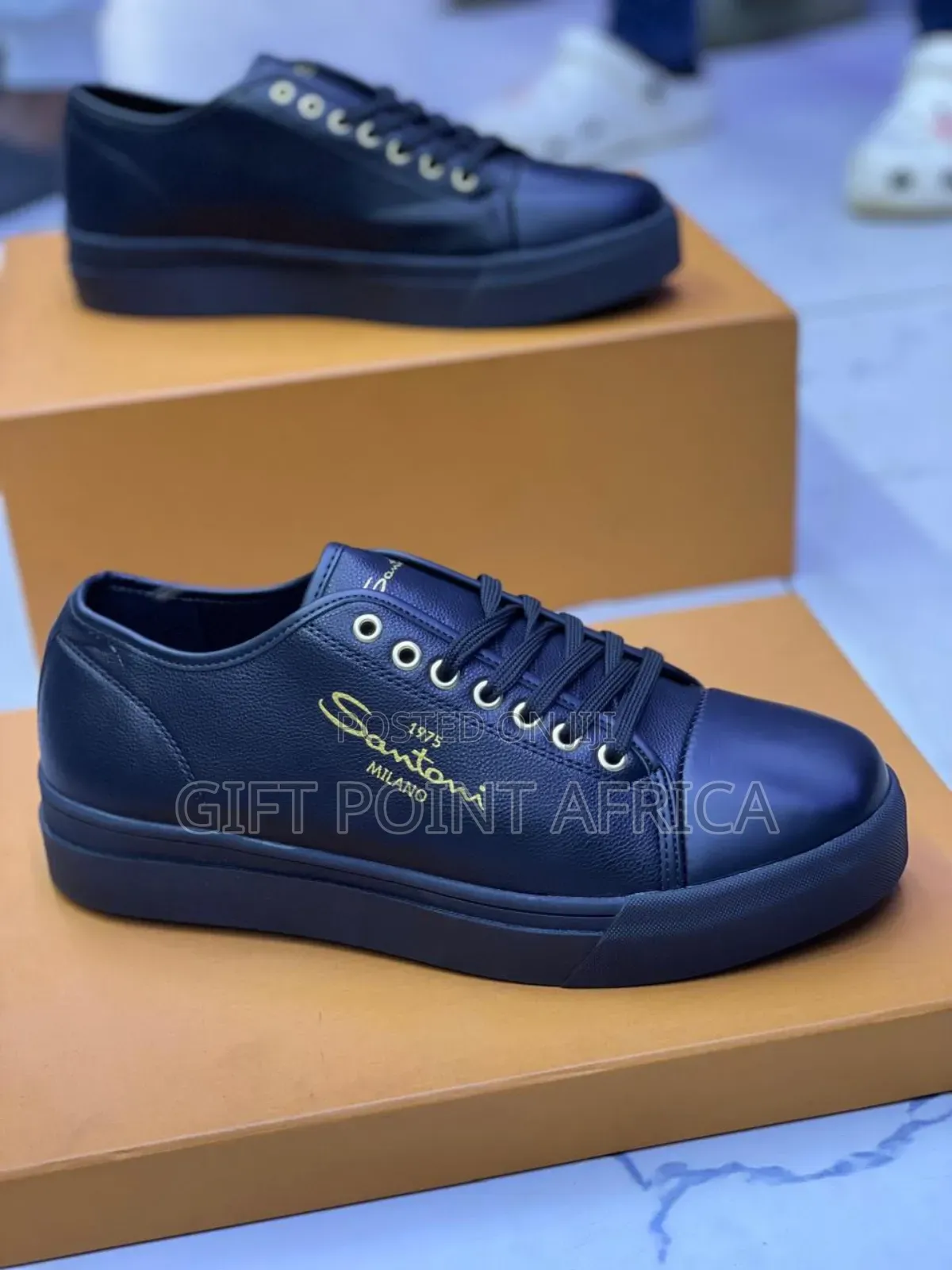 Santoni Milano Smart Casual Black in Colour