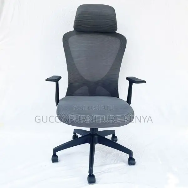 Office Chairs:Grey Mesh Back Office Chair With Headrest