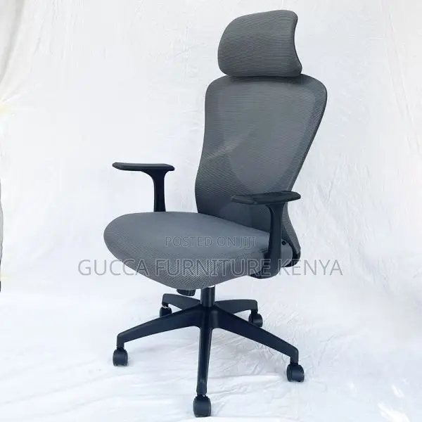 Office Chairs:Grey Mesh Back Office Chair With Headrest