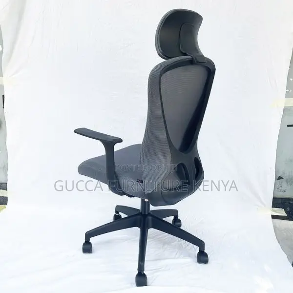 Office Chairs:Grey Mesh Back Office Chair With Headrest