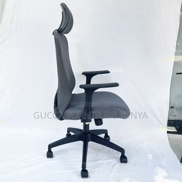 Office Chairs:Grey Mesh Back Office Chair With Headrest